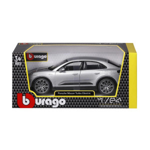 Bburago - модел на кола 1:24 - Porsche Macan Turbo Electric сребърен