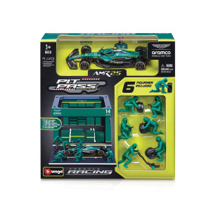 Bburago - Комплект за игра: Бокс F1 Aston Martin AMR25 (#14) 18/38460