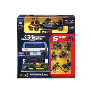 Bburago - Комплект за игра: Бокс F1 Red Bull RB21 (#1) Max Verstappen 18/38459