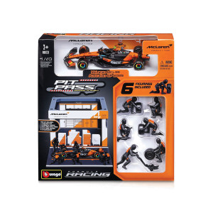 Bburago - Комплект за игра: Бокс F1 McLaren MCL39 (#4) Lando Norris 18/38457