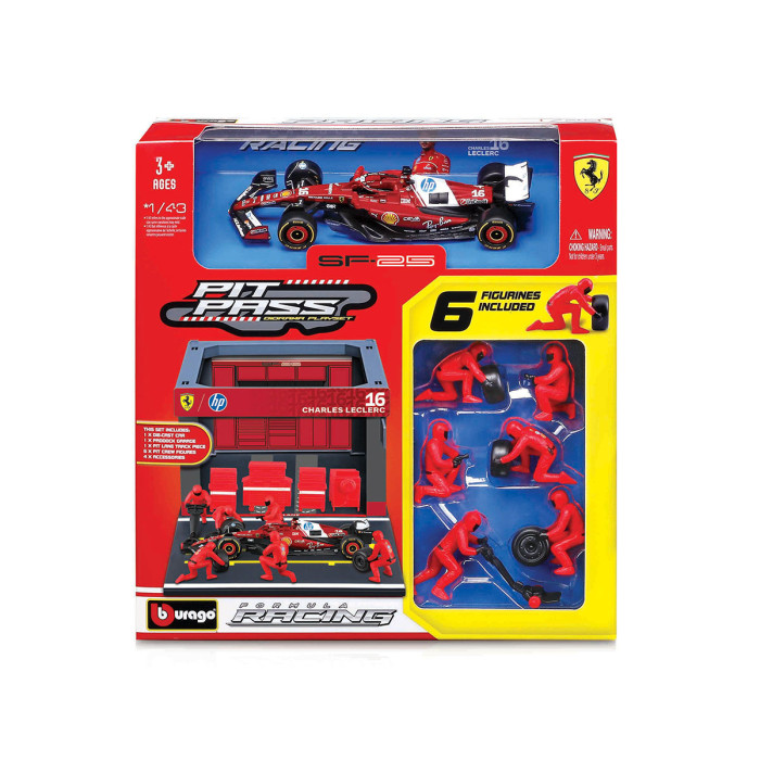 Bburago Ferrari - Комплект за игра: Бокс Ferrari SF25 (#16) 8655