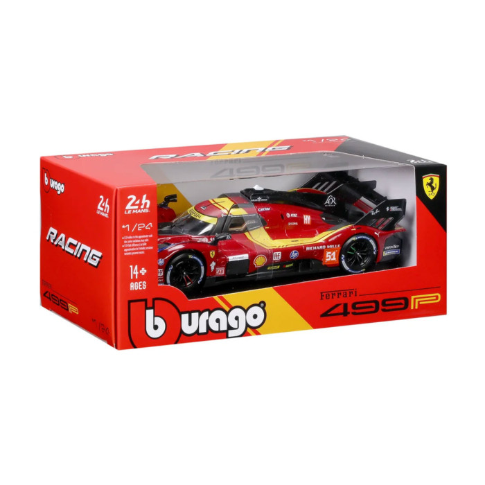 Bburago - модел на кола 1:24 - 499P (LeMans 2025) червен цвят #51 18/26317