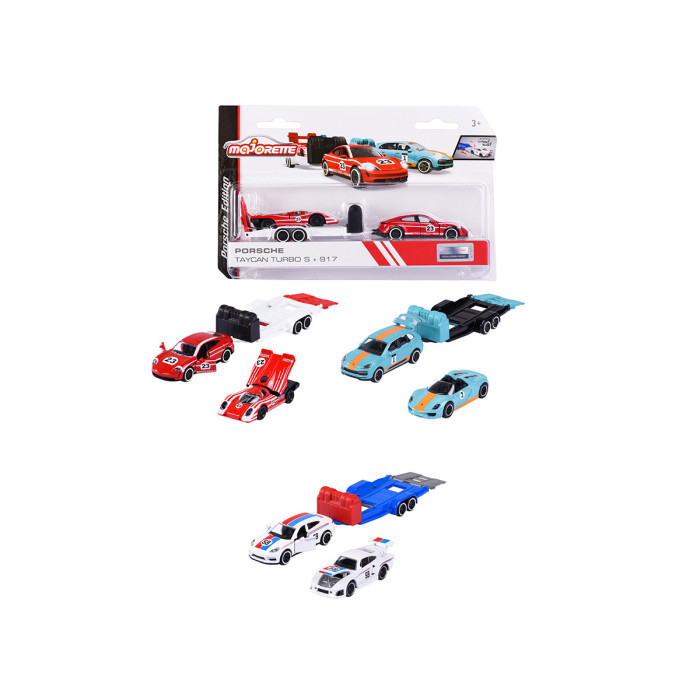 Majorette - Състезателен сет Porsche Motorsport Race Trailer, 3 вида