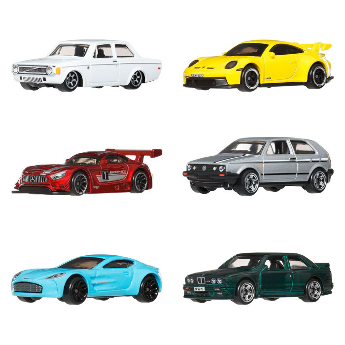 Hot Wheels Silver Series - Комплект 6 колички Европейски стил JLB25