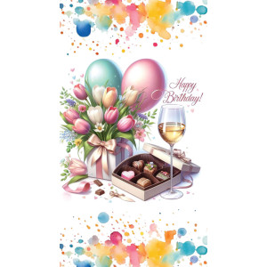 Дървен подаръчен ваучер ,, Happy birthday`` жена